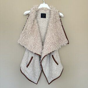 Love Tree Wool Blend Boho Sherpa Vest Women M Pockets Faux Tan Hippie Lagenlook